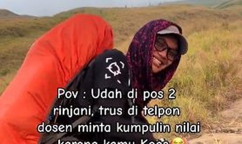 Sudah Sampai di Pos 2 Gunung Rinjani, Pemuda ini Tiba-Tiba Ditelepon Dosen Diminta Kumpulkan Nilai Auto Panik