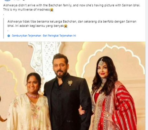 Viral Foto Aishwarya Bersama Salman Khan di Pernikahan Anant Ambani, Begini Faktanya