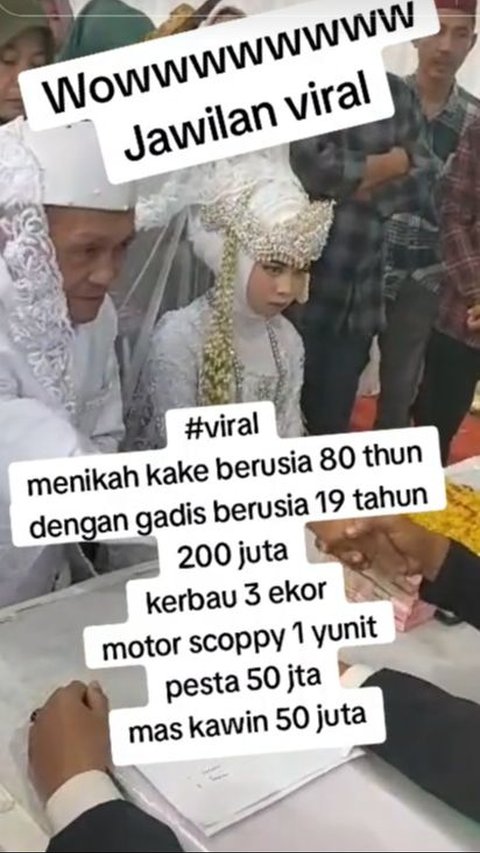 Handsome Loses to Wealthy, 80-Year-Old Grandfather Marries 19-Year-Old Girl with a Dowry of Rp200 Million