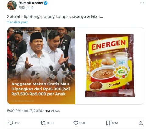 Funny Reactions from Netizens Responding to Prabowo's Nutritious Meal Program at Rp7,500