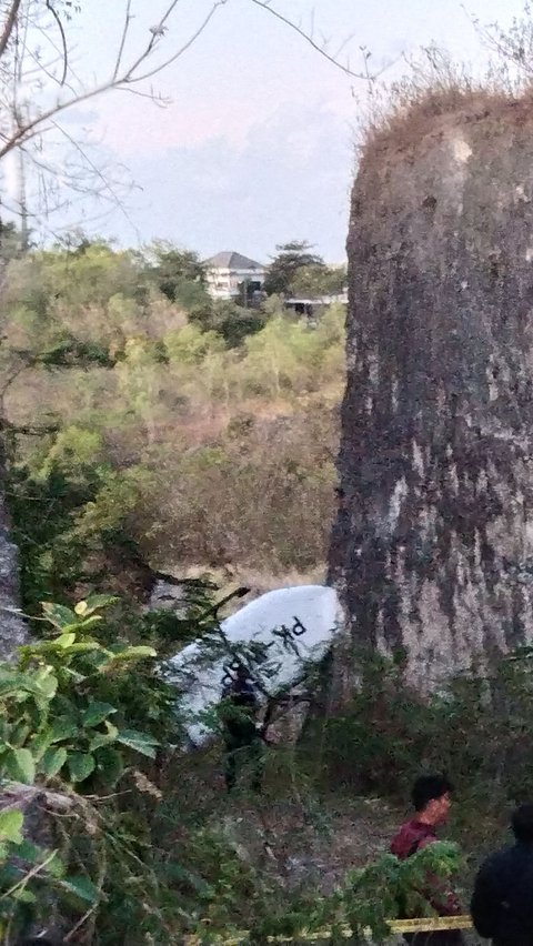 Penampakan Bangkai Helikopter Jatuh di Bali, Dihimpit Dua Tebing dan Baling-Baling Terlilit Tali Layangan