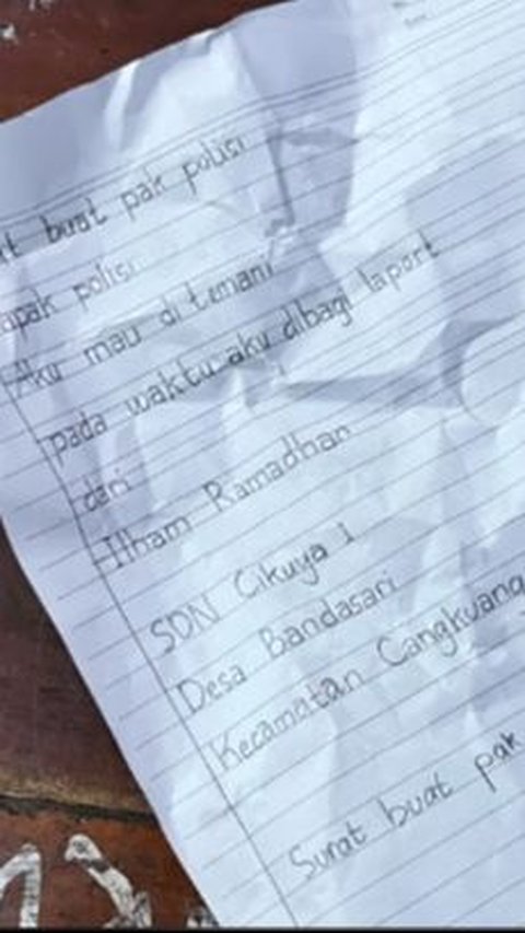 Bocah SD Ini Tulis Surat ke Polisi Minta Tolong Ambilkan Rapor, Alasannya Bikin Terenyuh