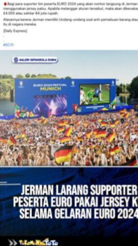 Viral Jerman Denda Suporter Euro 2024 yang Pakai Jersei Palsu, Begini Faktanya