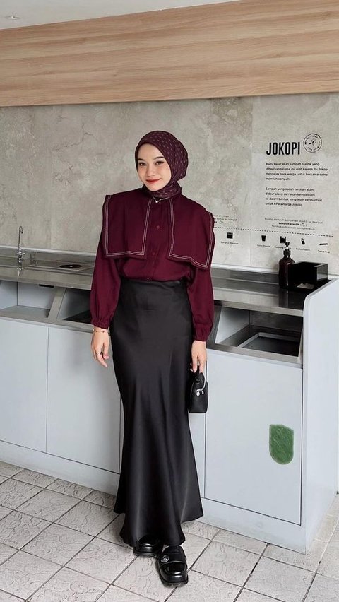 Look 1: Elegant with Black and Maroon Touches