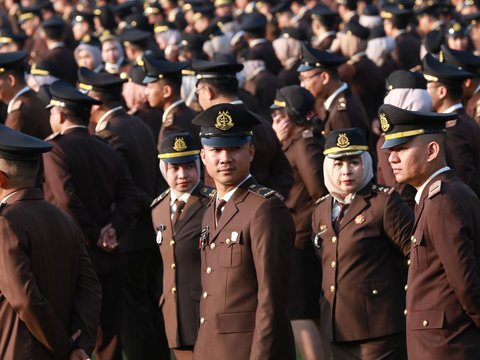 Potret Upacara Peringatan Hari Bhakti Adhyaksa ke-64 Tahun 2024 di Badiklat Kejaksaan RI