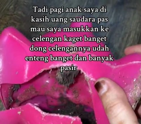 Wanita Ini Sedih Usai Dapati Celengan Anaknya yang Sudah Mencapai Rp5 Juta Dihinggapi Rayap, Begini Penampakannya