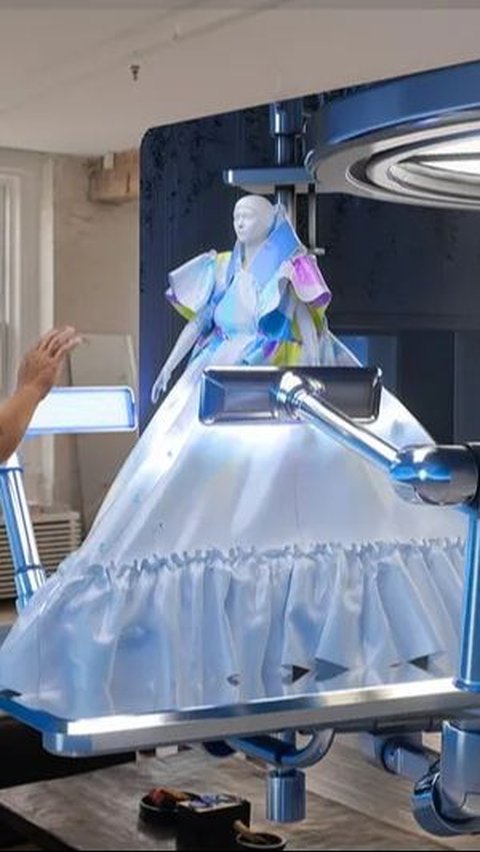 Portrait of a Futuristic Dress Created with Apple Vision, Super High Tech!