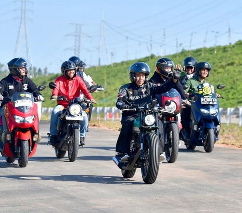 10 Photos of Jokowi Riding a Motorcycle Accompanied by Artists, Styled Like a Biker