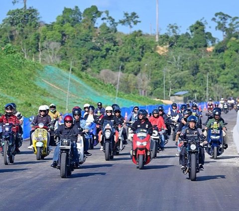 10 Photos of Jokowi Riding a Motorcycle Accompanied by Artists, Styled Like a Biker