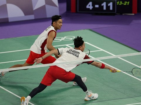 FOTO: Aksi Fajar Alfian/Muhammad Rian Ardianto Hajar Pasangan Prancis dan Lolos ke Perempatfinal Olimpiade 2024