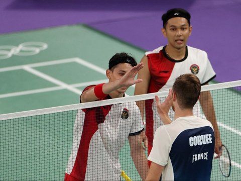 FOTO: Aksi Fajar Alfian/Muhammad Rian Ardianto Hajar Pasangan Prancis dan Lolos ke Perempatfinal Olimpiade 2024