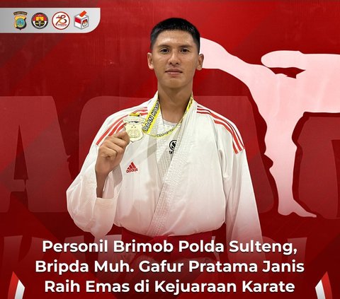 Sosok Bripda  Gafur Pratama Janis, Anggota Brimob Tampan Raih Emas di Kejuaraan Karate Piala Kapolri