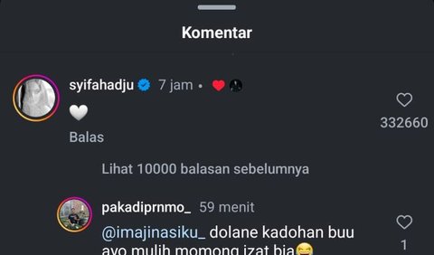 Komentar Syifa Hadju juga langsung banjir komentar dari para netizen. Tak sedikit yang menggoda Syifa Hadju.<br>