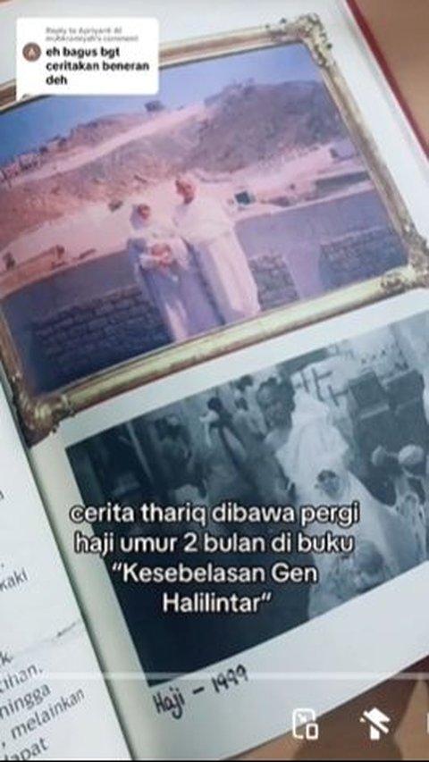 Ada bukti Thariq diajak haji di usia 2 bulan. Foto-fotonya dipublikasikan Gen Halilintar dalam buku.<br>