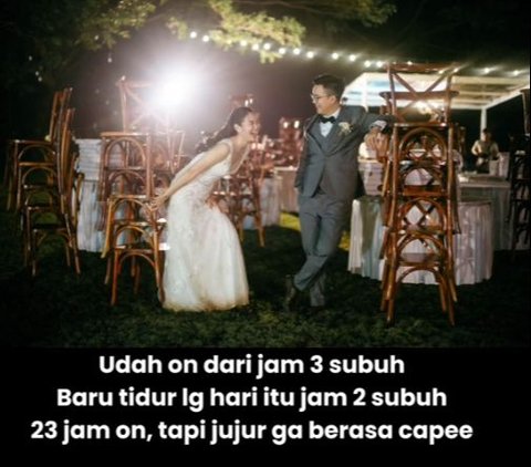 Meski harus berjalan kaki ke tempat pernikahan karena terjebak macet, acara pernikahan mereka tampaknya berjalan lancar dan penuh kebahagiaan.