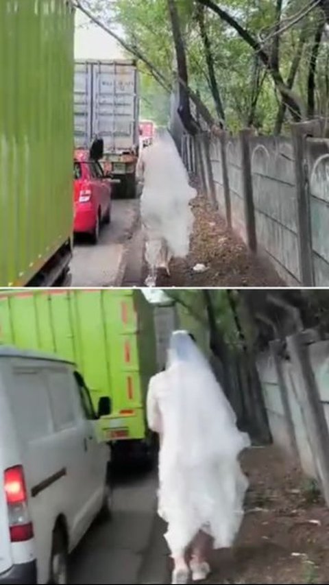 Meski harus berjalan kaki ke tempat pernikahan karena terjebak macet, acara pernikahan mereka tampaknya berjalan lancar dan penuh kebahagiaan.