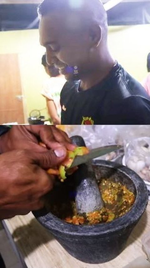 Warga Asli Timor Leste, Serda Ino Jago Ngulek Bikin Sambal Siapkan Makan Malam Untuk Mayjen Kunto Arief<br>