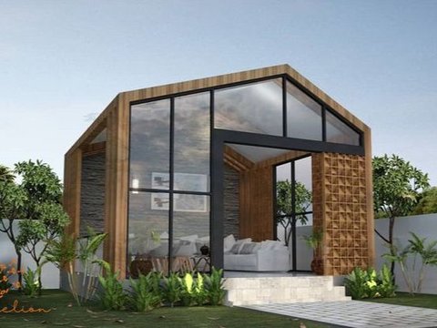 Desain Rumah Kayu dengan Atap Miring Ala Side Lake