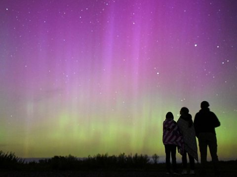 FOTO: Penampakan Dua Fenomena Langka Saat Aurora Borealis dan Hujan Meteor Perseid Menghiasi Langit Rusia