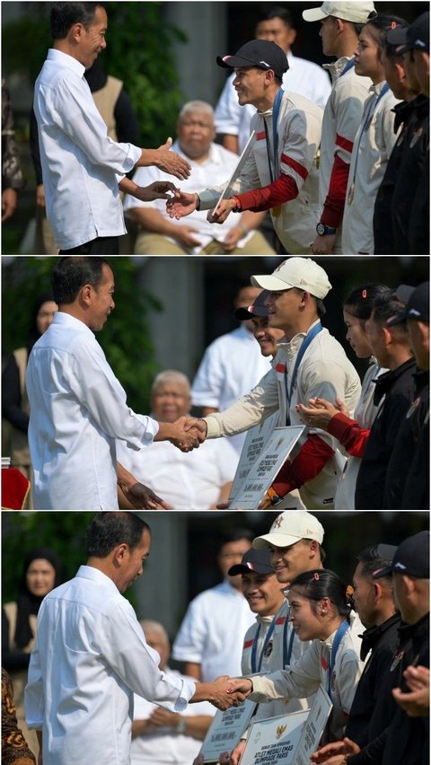 FOTO: Momen Jokowi Berikan Bonus Miliaran Rupiah Pada Atlet Peraih Medali Olimpiade Paris 2024 di Istana Merdeka