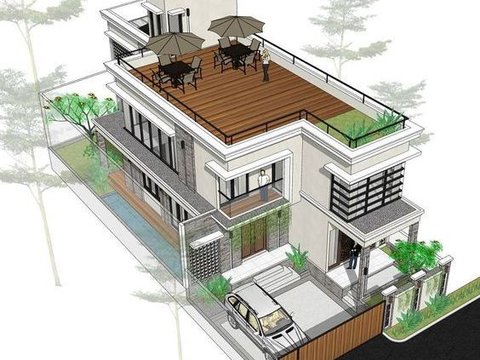 Rooftop dengan Desain Ala Kafe<br>