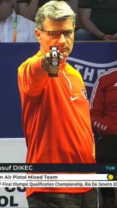 The appearance of Yusuf Dikec went viral while competing in the final round of the 10m Air Pistol Mixed Team event at the Paris 2024 Olympics.