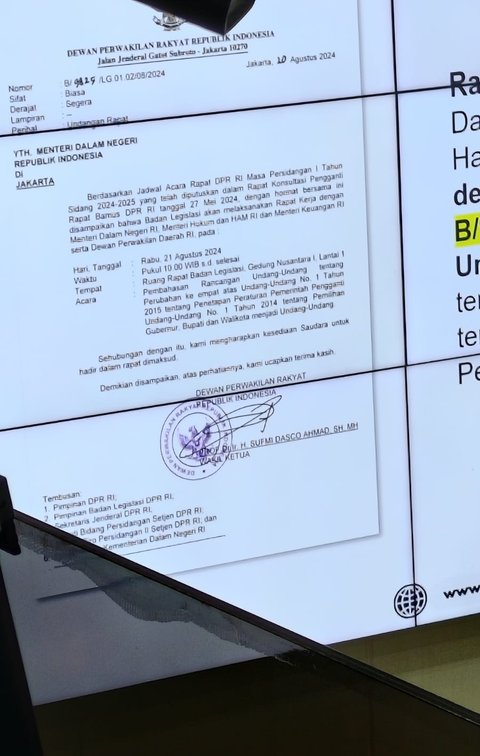 surat rapat baleg bahas ruu pilkada