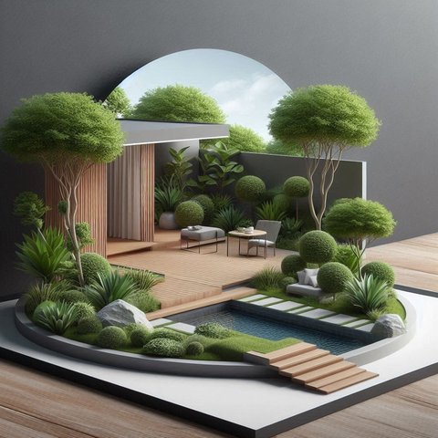 Ilustrasi Desain Taman Minimalis Modern