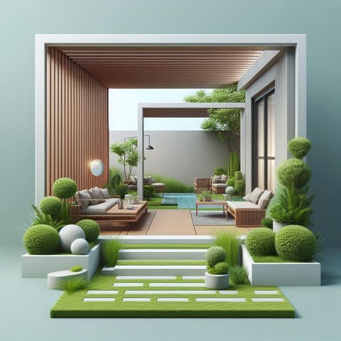 Ilustrasi Desain Taman Minimalis Modern