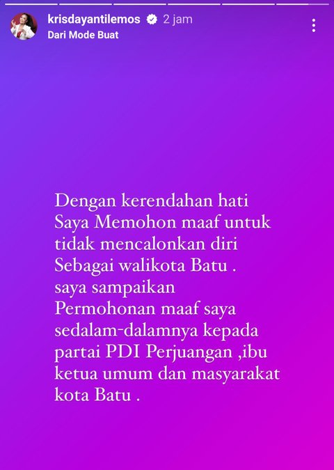 Krisdayanti Sempat Unggah Pernyataan Mundur dari Pilkada Batu Lalu Dihapus, Ini Kata PDIP