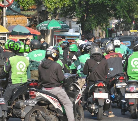 FOTO: Protes Pemotongan Tarif hingga 30 Persen, Ojek Online di Jakarta Mau Demo Besar-Besaran Hari Ini