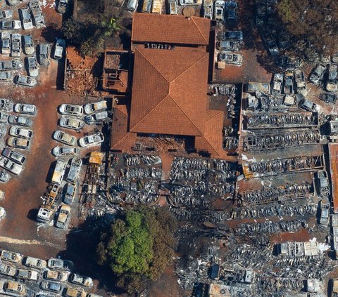 FOTO: Penampakan Ratusan Mobil Ludes Akibat Kabakaran Lahan Mengerikan di Sao Paulo Brasil