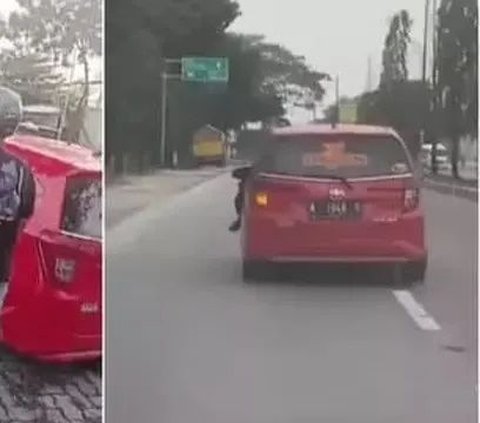 Viral Aksi Polisi Bergelantungan di Kap Mobil yang Ngebut di Jalanan Kudus Jateng.