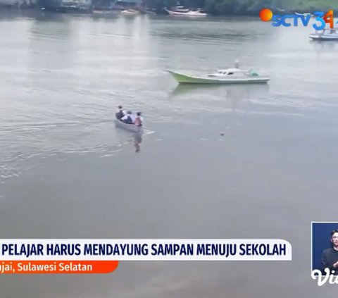 Potret Miris Bocah SD di Sinjai Dayung Perahu Menuju Sekolah, Bertaruh Nyawa Lewati Sungai Sedalam 10 Meter