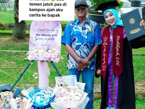 Tak Ingin Bebani Sang Ayah, Wanita Ini Kuliah Diam-diam dengan Biaya Sendiri, Momen Wisudanya Penuh Haru