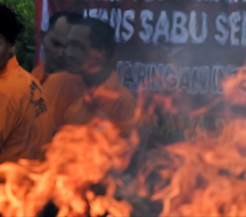 FOTO: Penampakan 1,2 Ton Ganja dan Ratusan Kilogram Sabu yang Dimusnahkan Polda Aceh