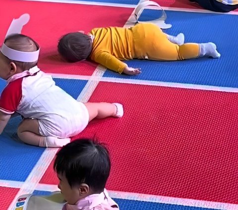 Hilarious Baby Crawling Competition, Loud Cheers but Deep Sleep