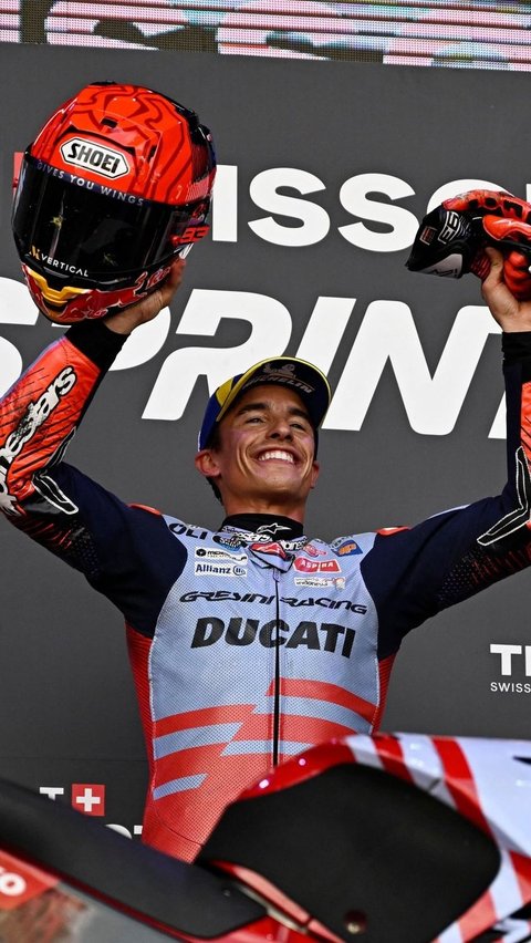 FOTO: Momen Marc Marquez Juara Sprint Race Pertama Kalinya di MotoGP Aragon 2024