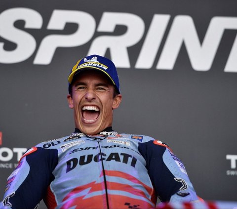 FOTO: Momen Marc Marquez Juara Sprint Race Pertama Kalinya di MotoGP Aragon 2024