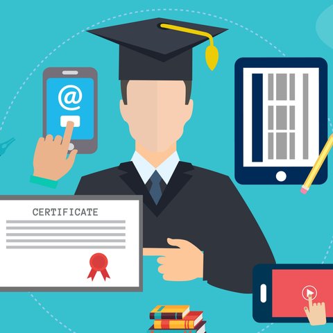 Ilustrasi e-learning, belajar online, belajar daring. Kredit: Kreatikar via Pixabay