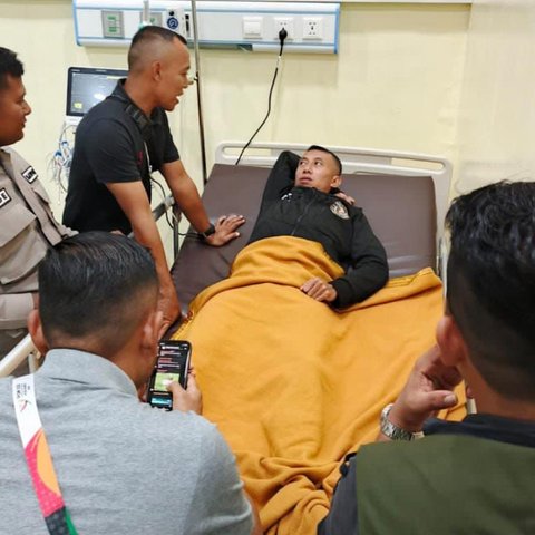 Eko Agus Sugiharto saat dirawat usia dipukul pemain Sulteng