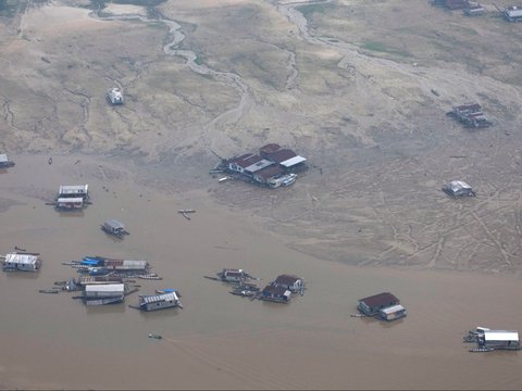 FOTO: Penampakan Air 'Menghilang' dari Anak Sungai Amazon Kala Kekeringan Parah Melanda