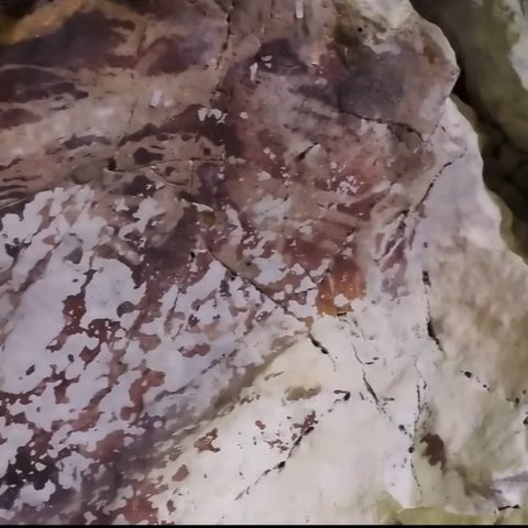Lukisan tangan purba di dalam gua Geopark Maros-Pangkep