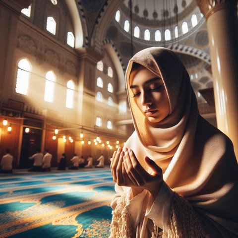 Ilustrasi Berdoa di Dalam Masjid