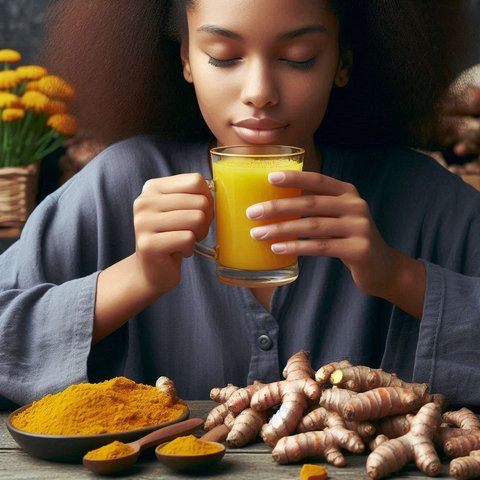 Ilustrasi Minum Jamu Kunyit Asem