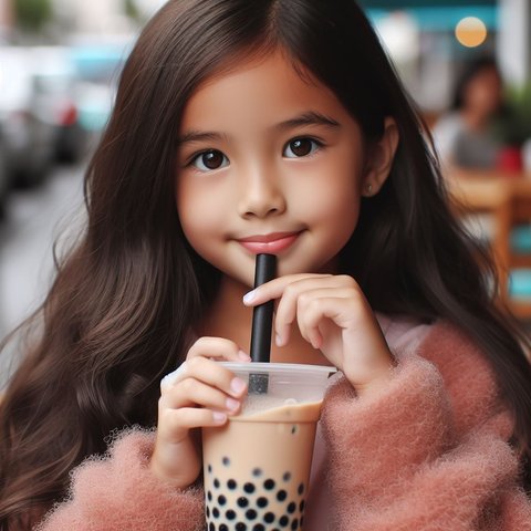 Ilustrasi Anak Minum Minuman Manis