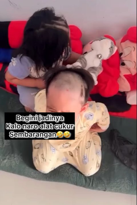 Bikin Ngakak, Dua Bocah Ini Dibuat Kapok Usai Main Alat Cukur yang Ditemuinya