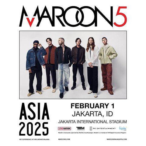 Maroon 5 Bakal Tampil di Jakarta Pada 1 Februari 2025
