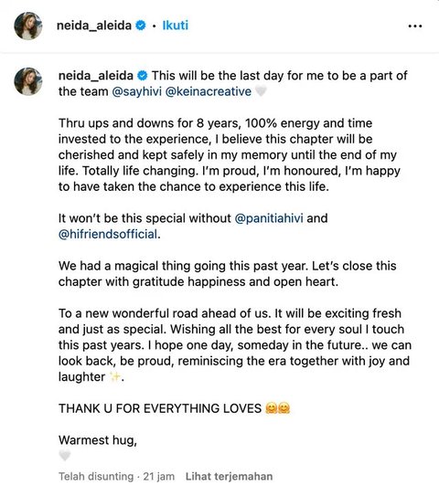 Band Hivi akhirnya menyampaikan pernyataan sikap setelah vokalisnya, Neida Aleida muncur per 31 Desember 2024. Kini, Hivi tersisa dua personel saja. (Foto: Dok. Instagram @sayhivi)