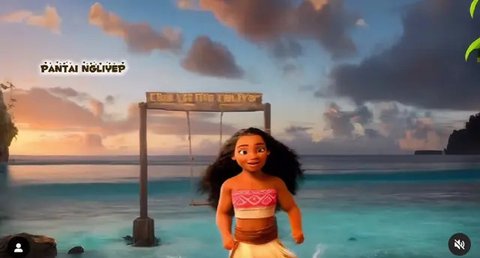 Konten Kreator Ini Ubah Scene Film Moana Jadi Lokal dengan Pesona Pantai Malang Selatan (Foto: Instagram @bhaotsudanco)